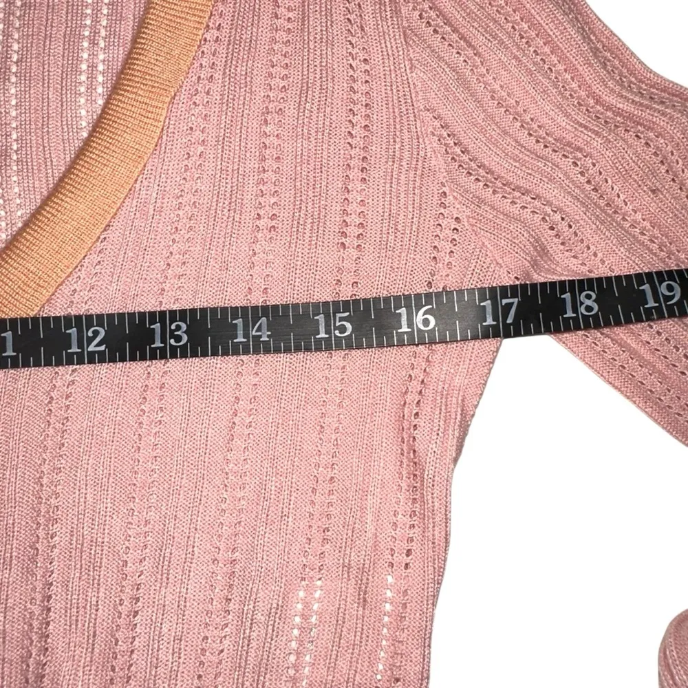For Love And Lemons Phoebe Pointelle Pink Orange Cardigan MEDIUM in Apricot - Image 7