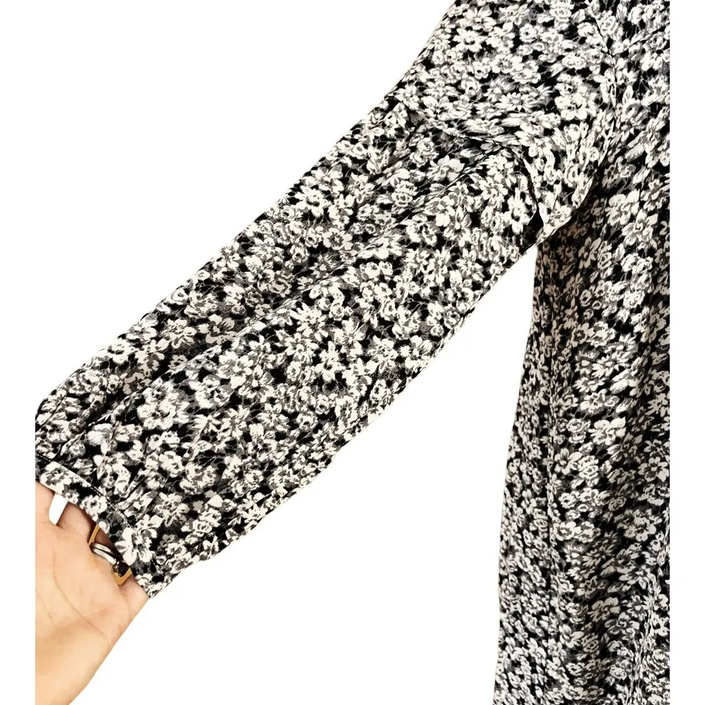 BA&SH Robe Elroy Floral Mini Dress Tunic Black White French Designer Medium  EUC - Image 8