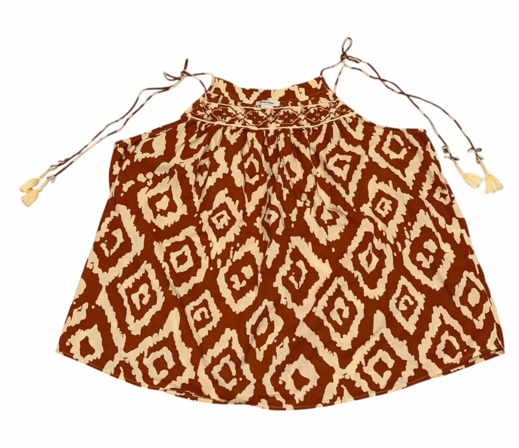 Haute Hippie Tribal Ikat Oversized Embroidered Tie Shoulder Tank size Medium - Image 1