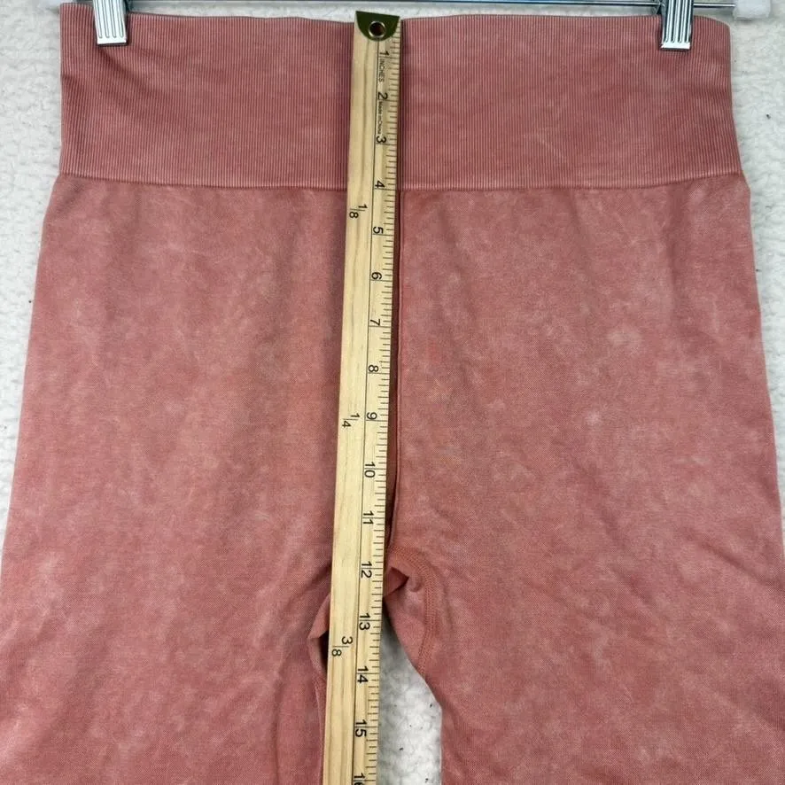 Freely Leggings Womens Large Pink High Waisted Seamless Laser Cut Yoga Workout - Image 6