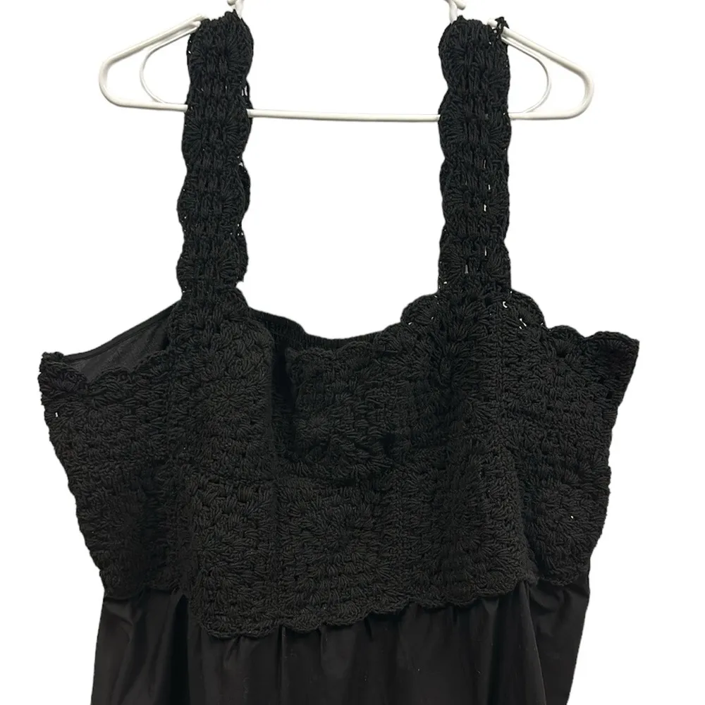 Asos Design Black Tiered Babydoll Crochet Top Sleeveless Sundress Plus Size 22 - Image 8