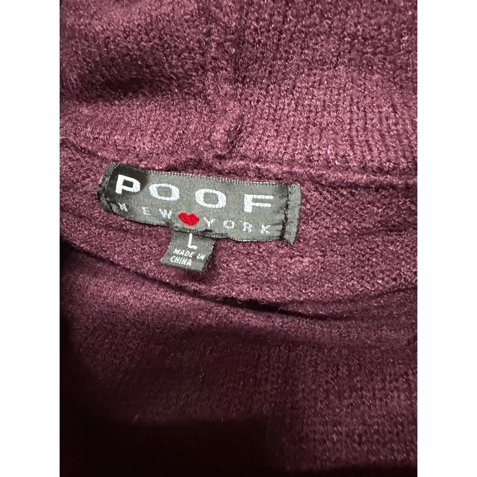 Poof Deep Purple Cowl Neck Cotton Blend Sweater Size Large Layering Winter - Image 5