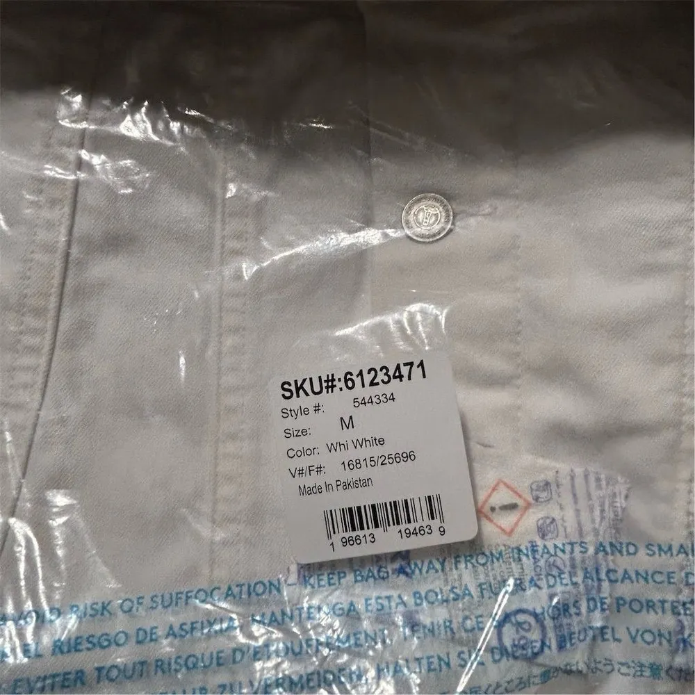 Lands' End Women's White Denim Jean Jacket Size M Casual Formal w/ Side … - Image 11