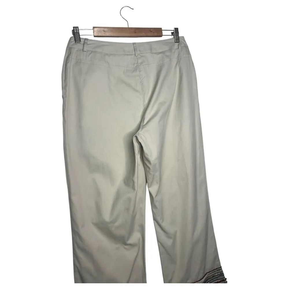 VTG Casual Corner Capri Pants Womens 10 Beaded Wide Leg Dead Stock Boho Tan Brown - Image 6