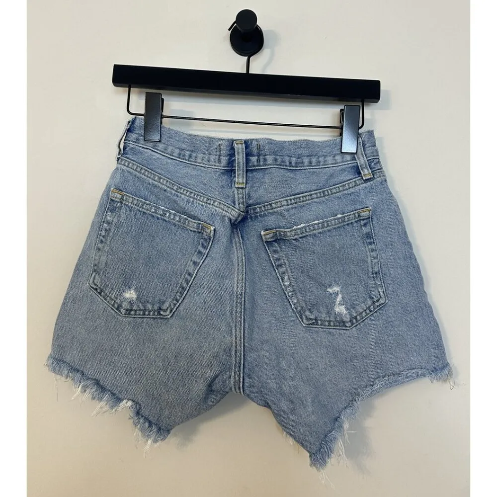 AGOLDE Parker Long Distressed Denim Shorts in Wash Swapmeet Size US 24 - Image 8