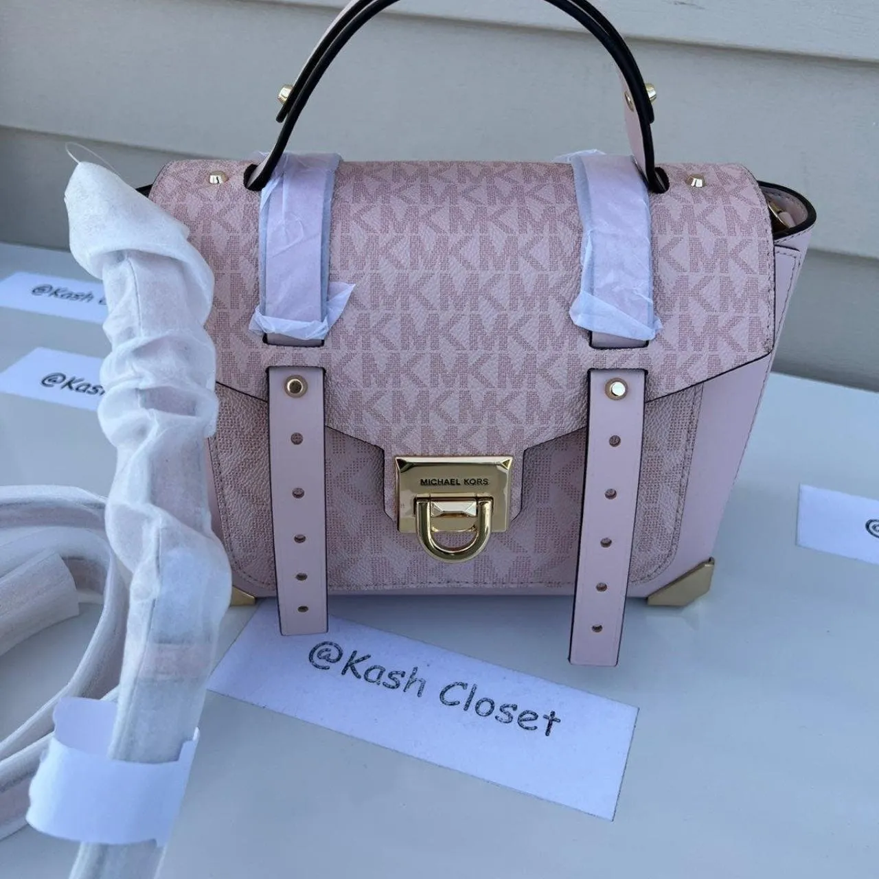 Michael Kors DK Powder Blush Manhattan Satchel Medium Leather - Image 7