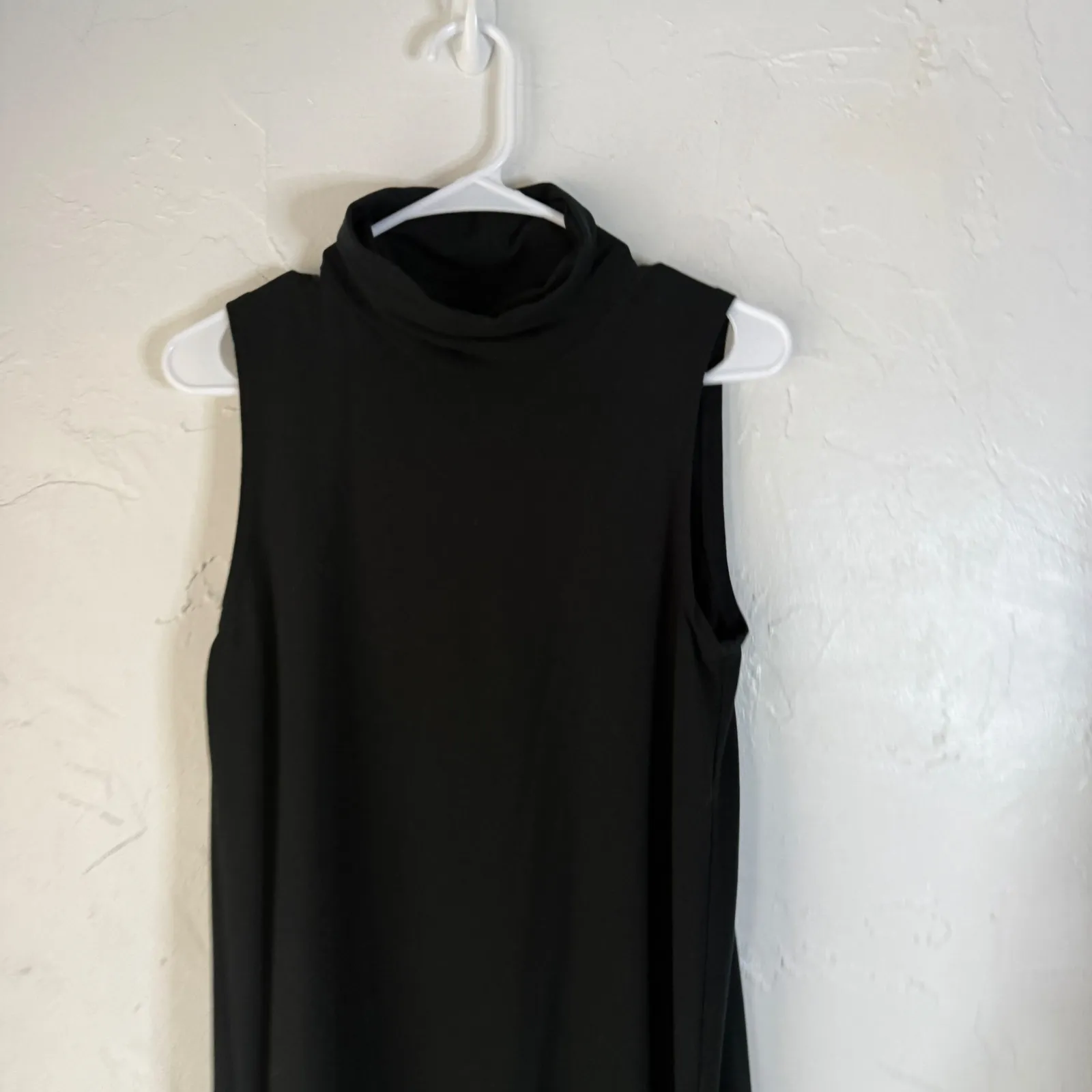 Garnet Hill Black‎ Sleeveless Turtleneck Dress Size S Tencel Lyocell Spandex - Image 2
