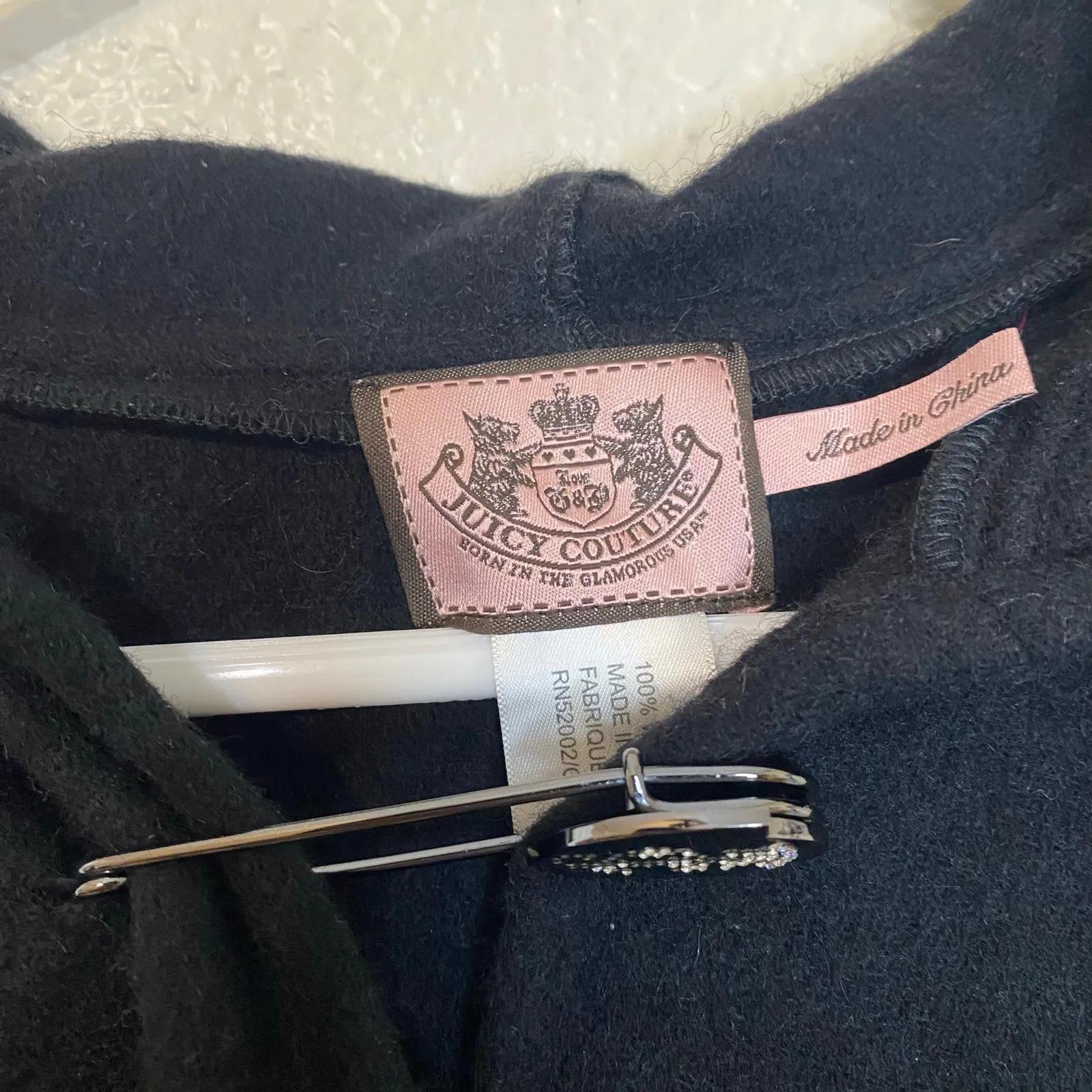 Vintage Juicy Couture Black 100% Wool Poncho W/ Fringe One Size - Image 5