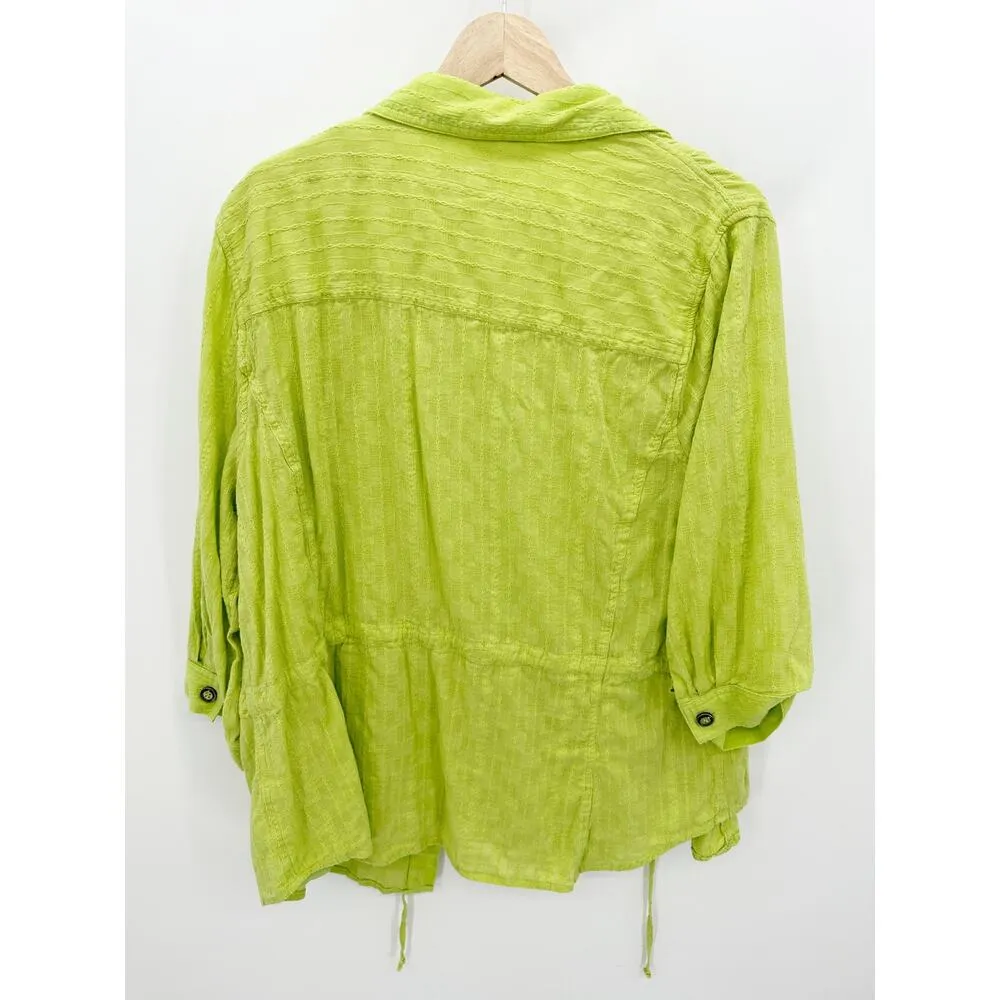 CJ Banks Green Tank Top Long Sleeve Collared Cardigan Set Women's Plus Size 1X - Image 2