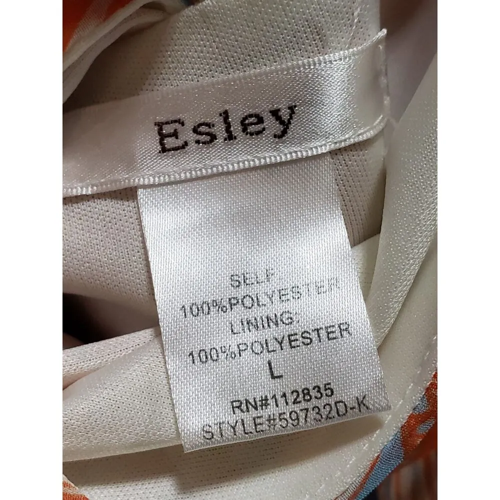 Esley Orange Paisley Polyester Scoop Neck Sleeveless Maxi Dress Large - Image 9