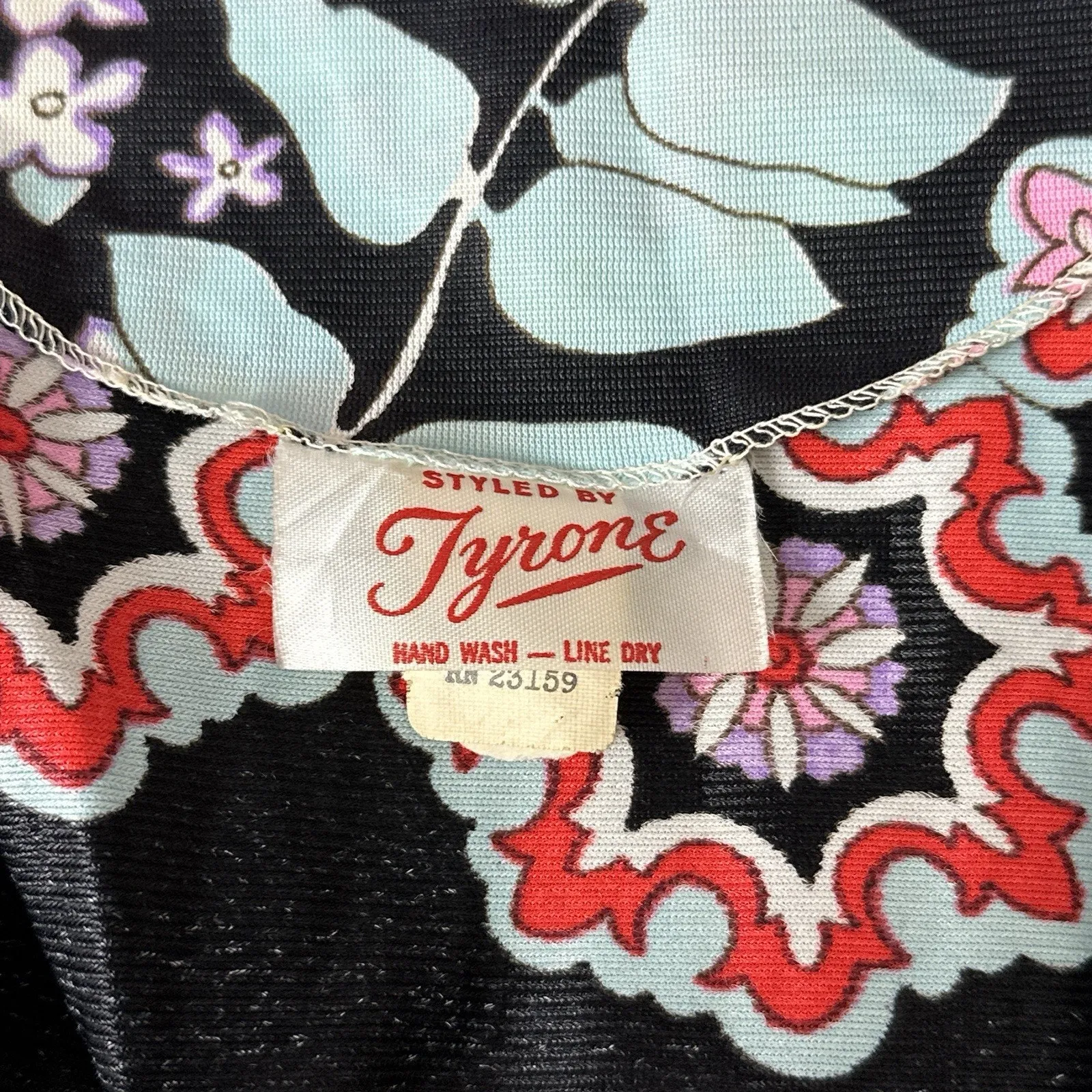 Vintage Styled by Tyrone Kaftan Dress Medium ILGWU Union Made 100% Nylon Floral - Image 14