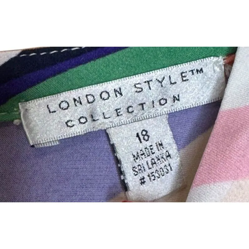 London Style Women's Dress Tea Length Faux Crew-Neck Wrap Cap Sleeve Midi Sz. 18 - Image 5