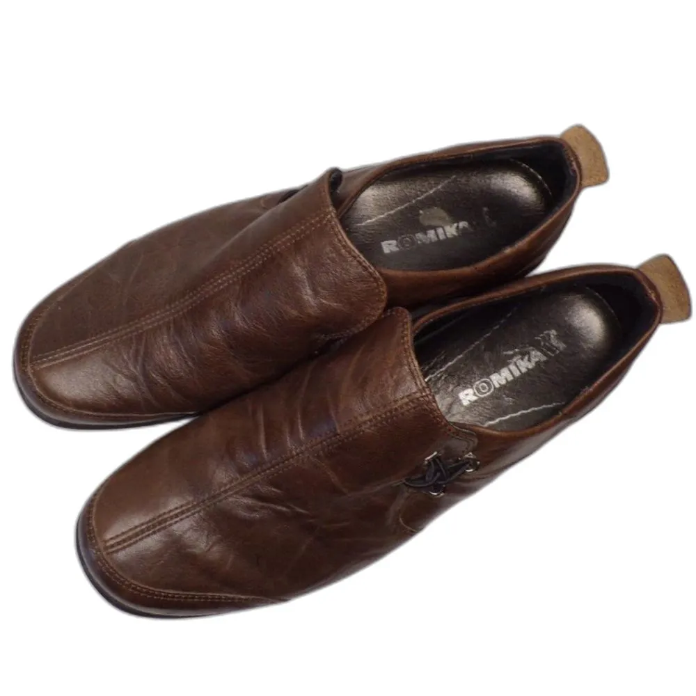 Romika Women's Brown Leather Slip On Casual Loafer Shoes. Size 40 US Size 9 - Image 2
