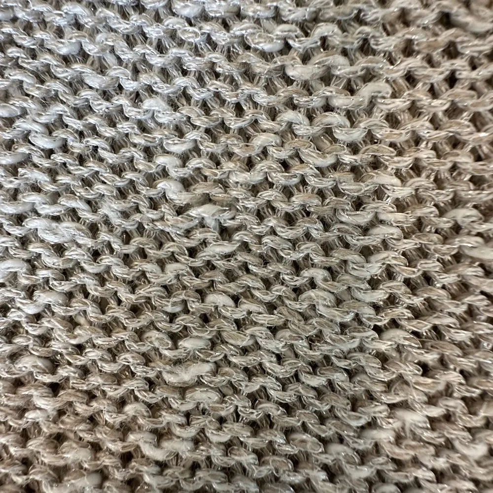 Alice &  Olivia linen blend oversized metallic beige short sleeve sweater M/L - Image 11