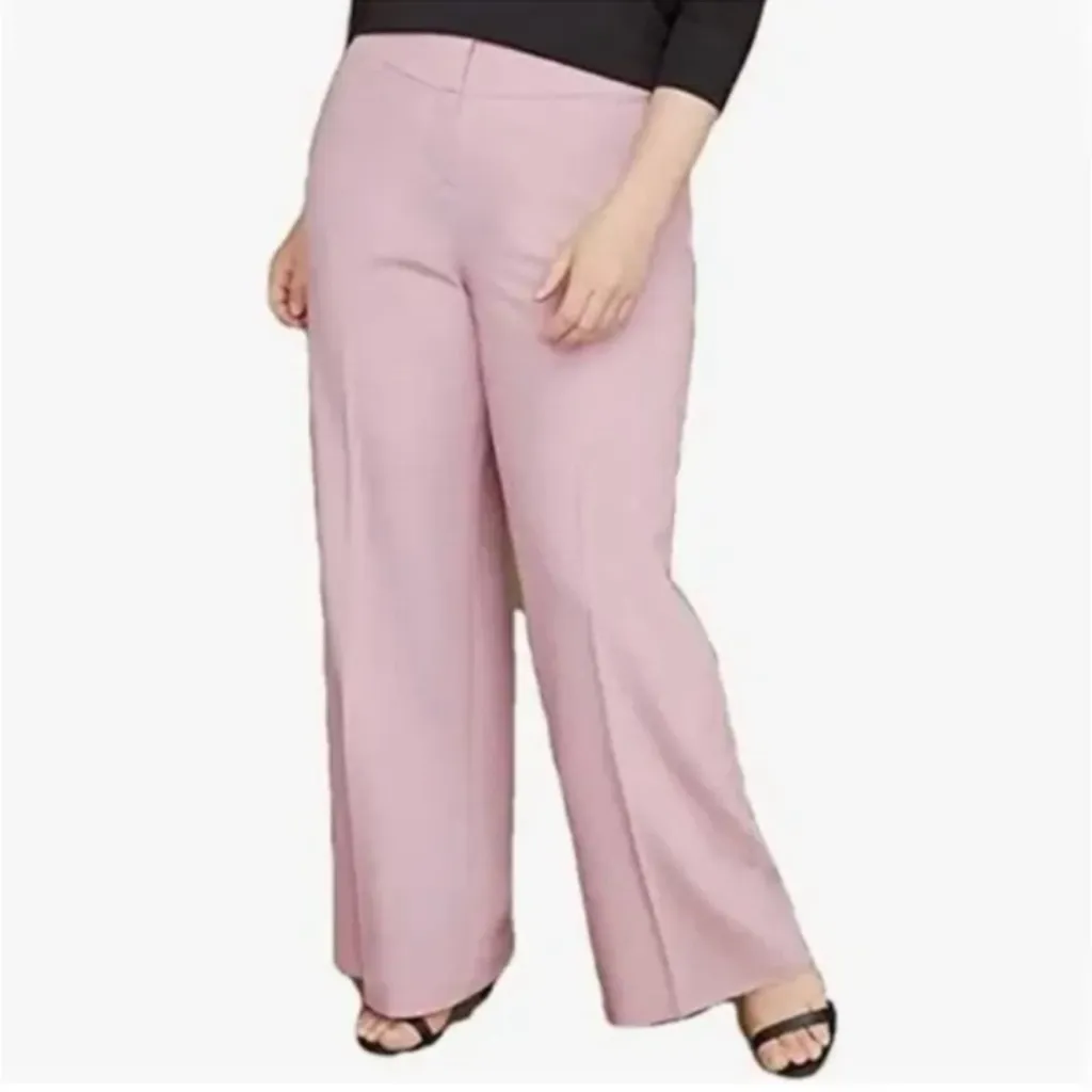 Lane Bryant The Allie Wide Leg Trouser Pants
Mauve Pique Textured Fabric Size 18 - Image 2