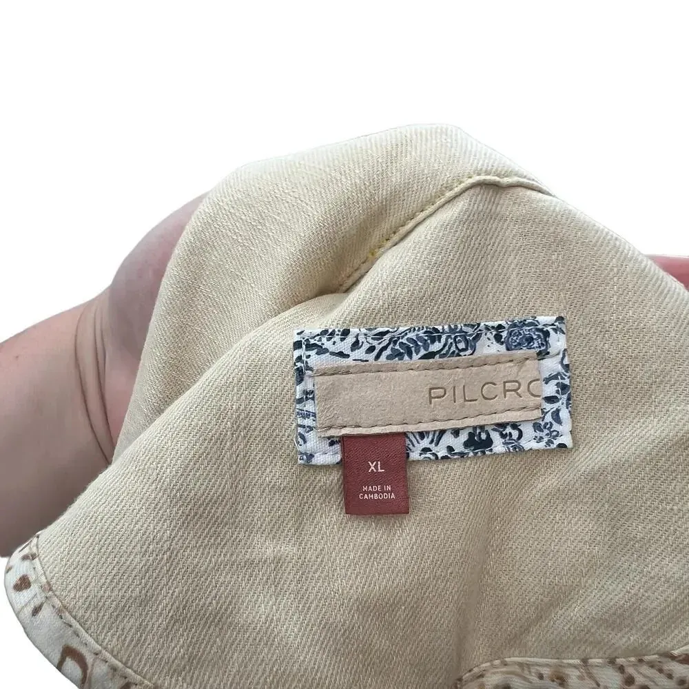 Anthropologie Pilcro Summer Blazer Jacket‎ Linen Cotton Taupe Tan Cream Size XL - Image 13