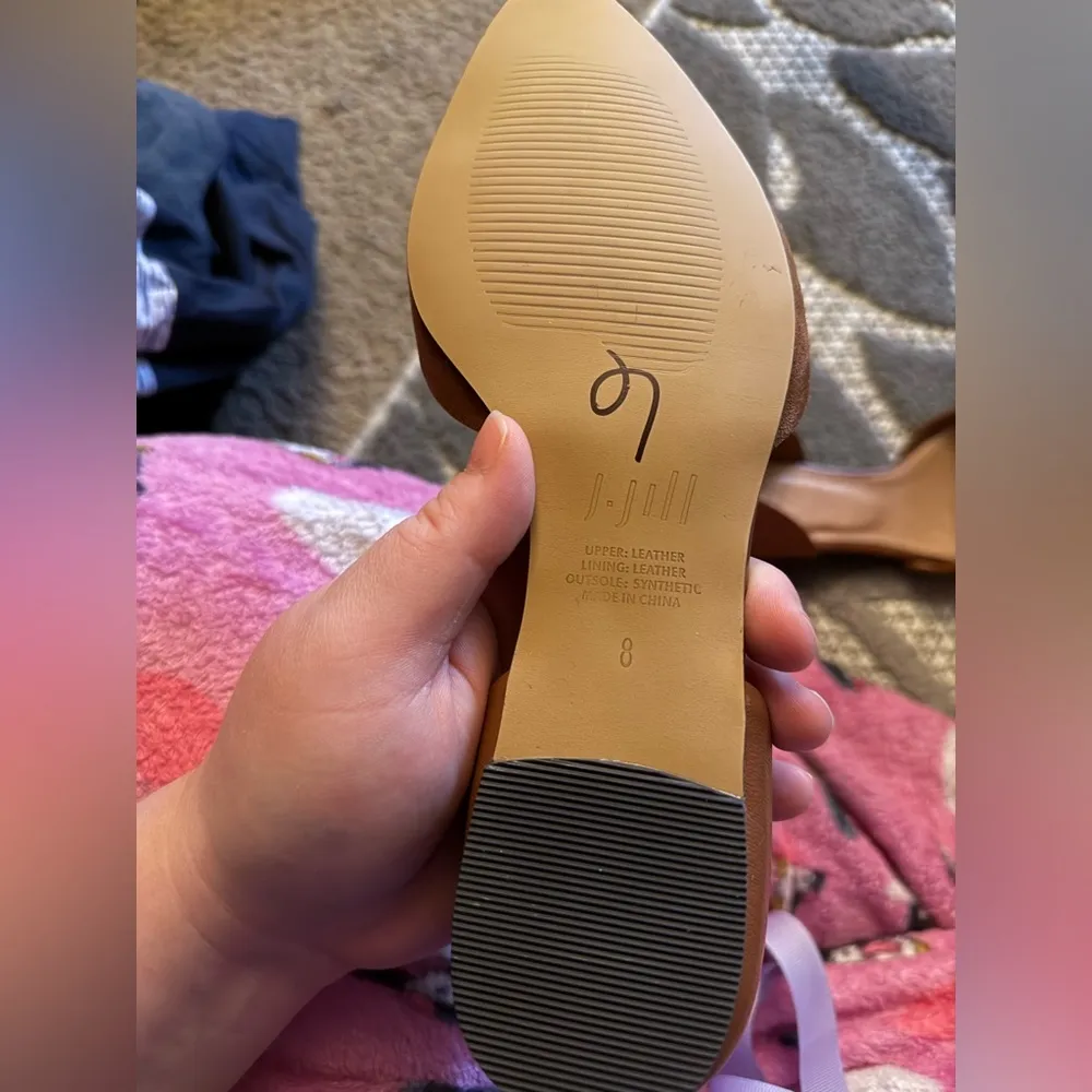 NWOT/ J. Jill Leather Pointed Toe Flats Size 8, Brown Leather Flats- Slip On - Image 5