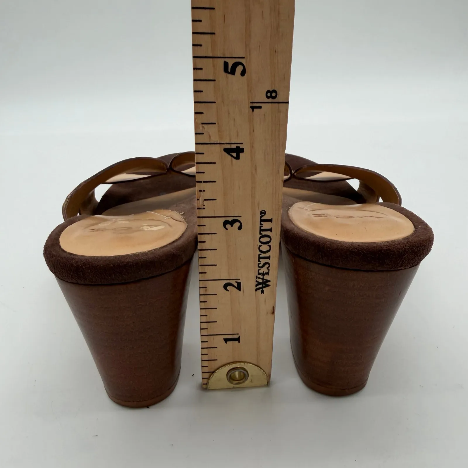 VOZ Y2K Vintage Brazil Leather Tan Comfort Casual Block Heel Sandals 8 - Image 5