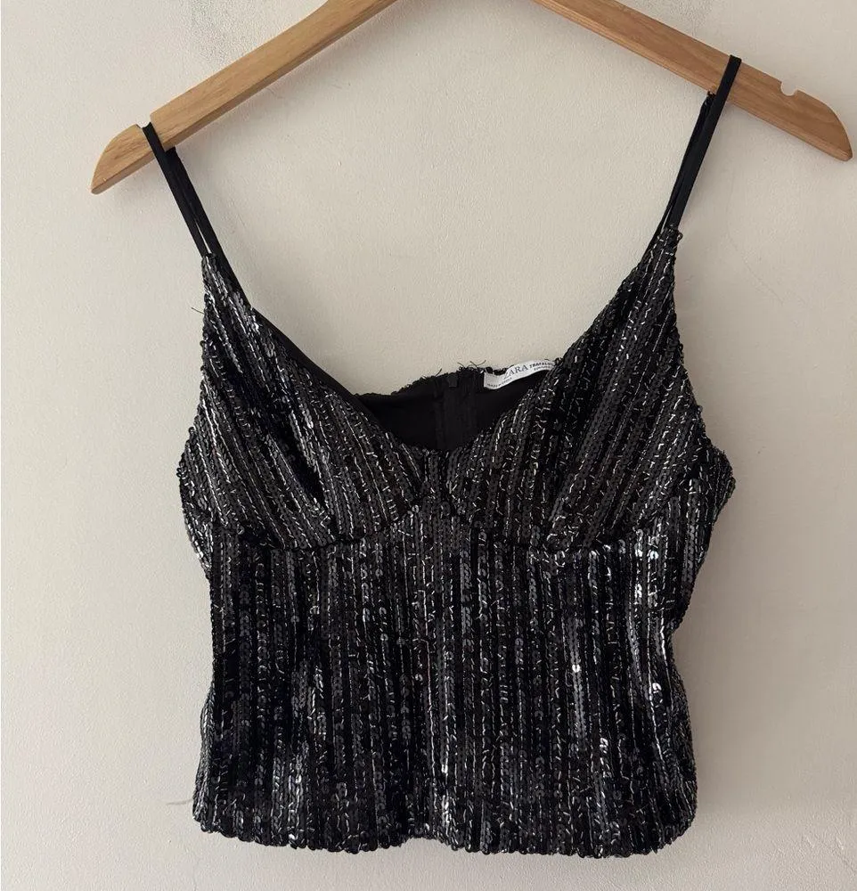 ZARA  Sequin Cami Crop Top - Image 2