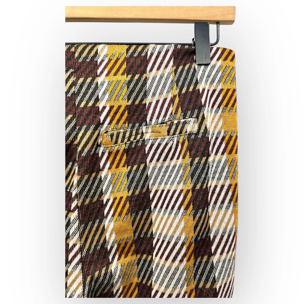 Free People Plaid Pattern Yellow Brown White Straight Leg Pants Style - Image 7