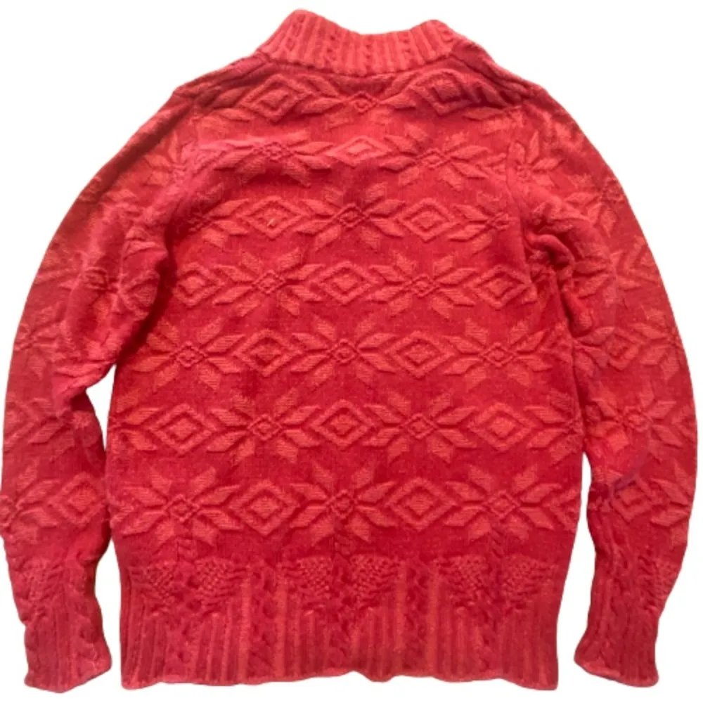 Woolich Sweater Women’s Med Ruby Snowflake Red Cotton V-Neck Embossed Gorp Di… - Image 2