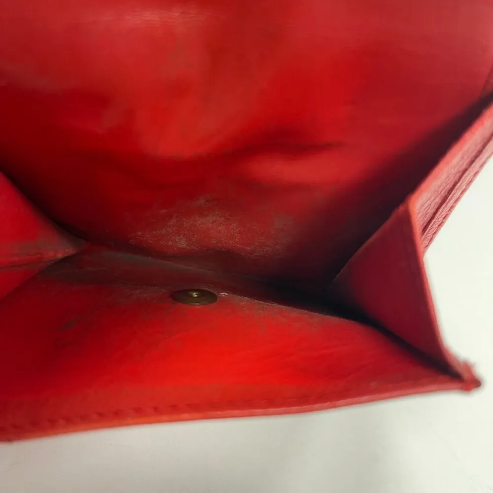 Yves Saint Laurent (YSL) Vintage Red Leather Compact Bifold Wallet - Preowned - Image 6