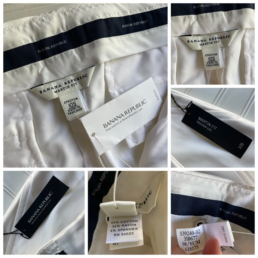 Banana Republic Martin Flare Trouser Leg Pant White Size 10S Short NWT mid rise - Image 4