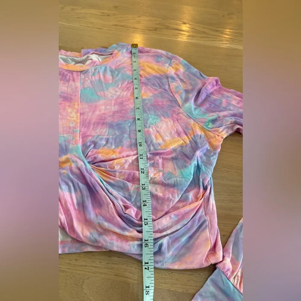LoveShackFancy X Beach Riot Marley Cropped Top Rainbow Tie Dye size XL - Image 9