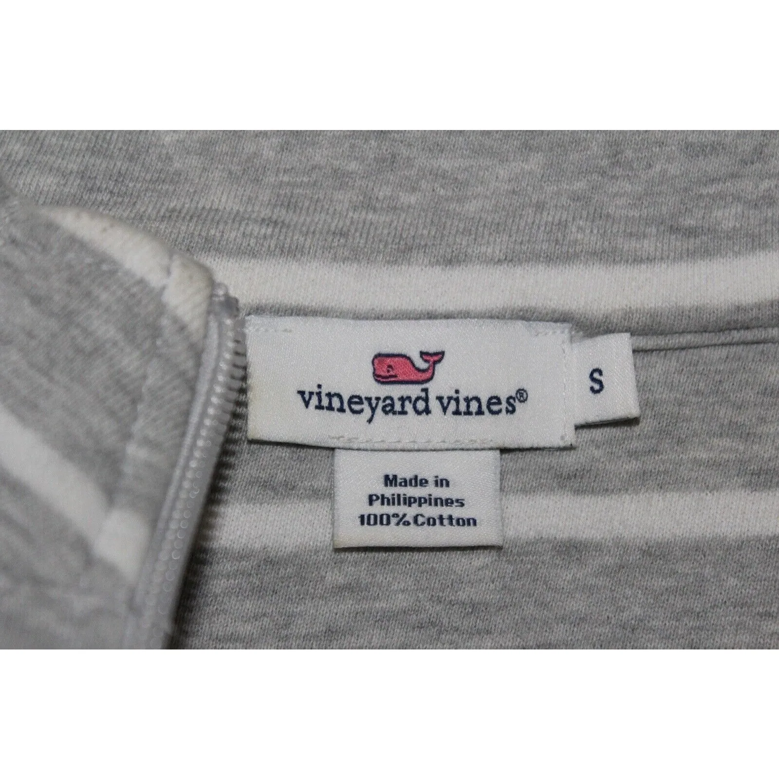Vineyard Vines Sweater Small Stripped 1/4 Zip‎ Pullover Fleece Gray Yellow - Image 2