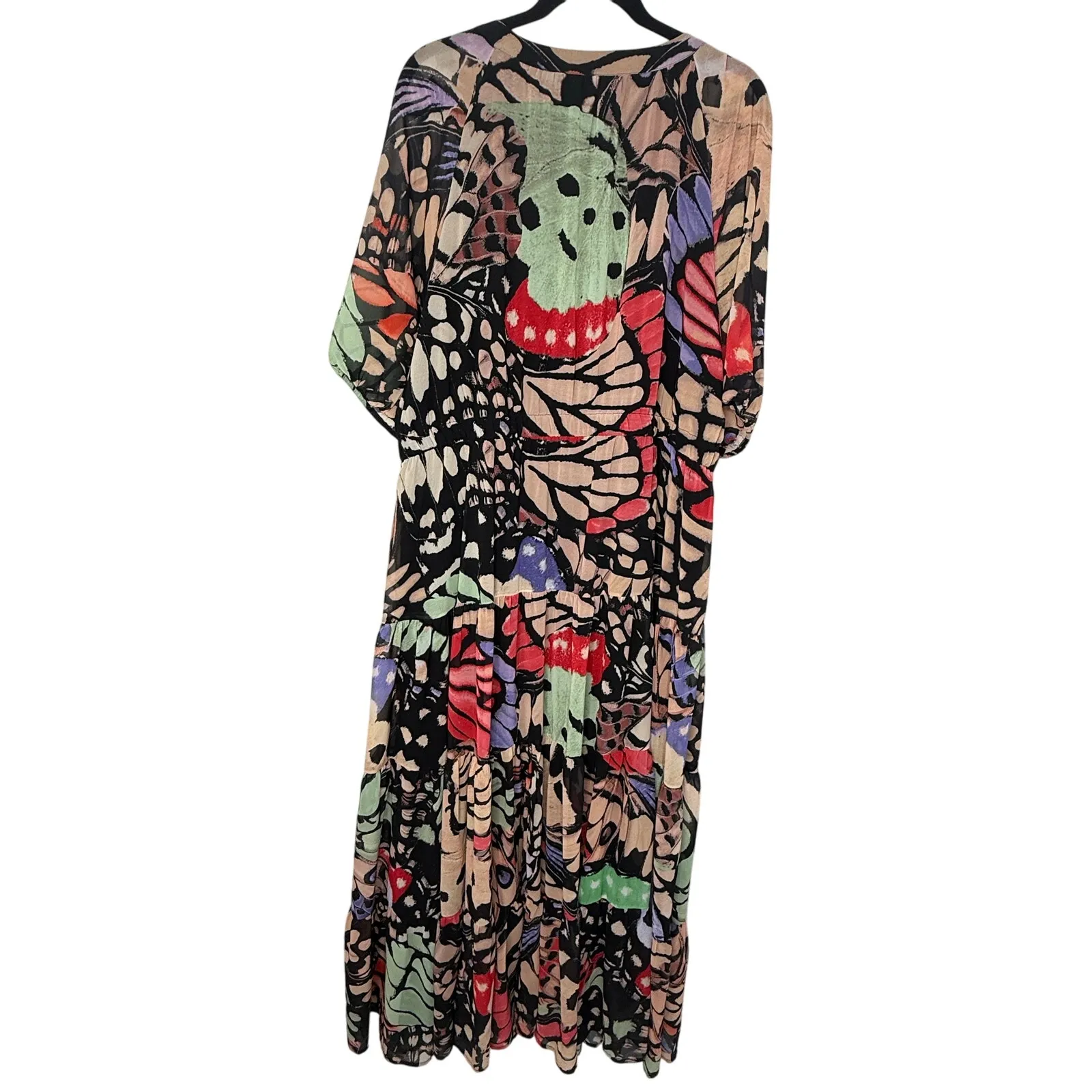 Wayward Fancies by eShakti Butterfly Wing Print Tiered Maxi Dress Women 2X/22W Brown - Image 3