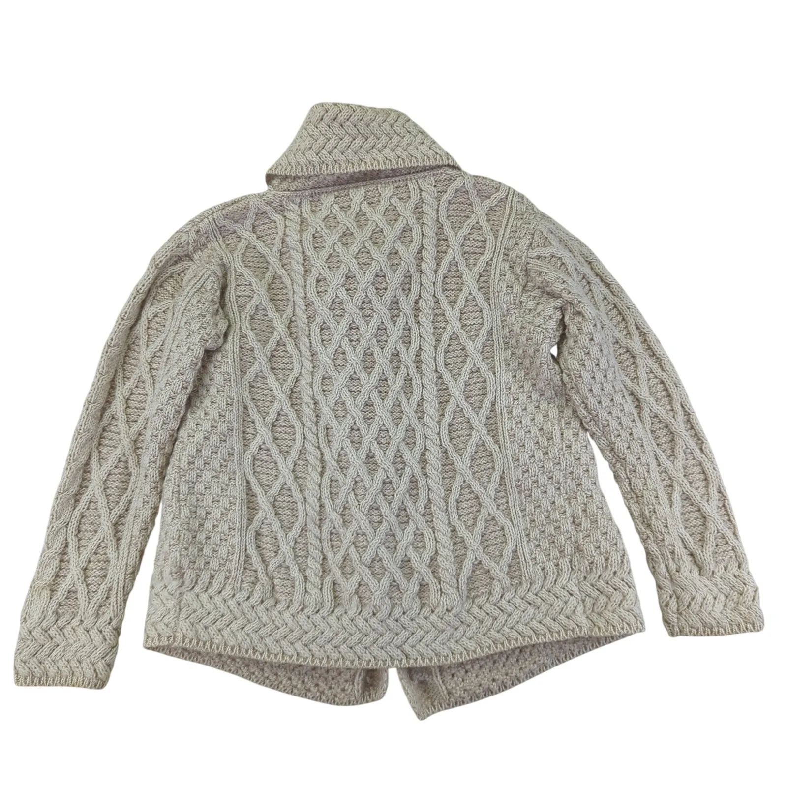 Carraig Donn Cable Knit Merino Shawl Collar Medium Cardigan Sweater‎ Ireland Tan - Image 2