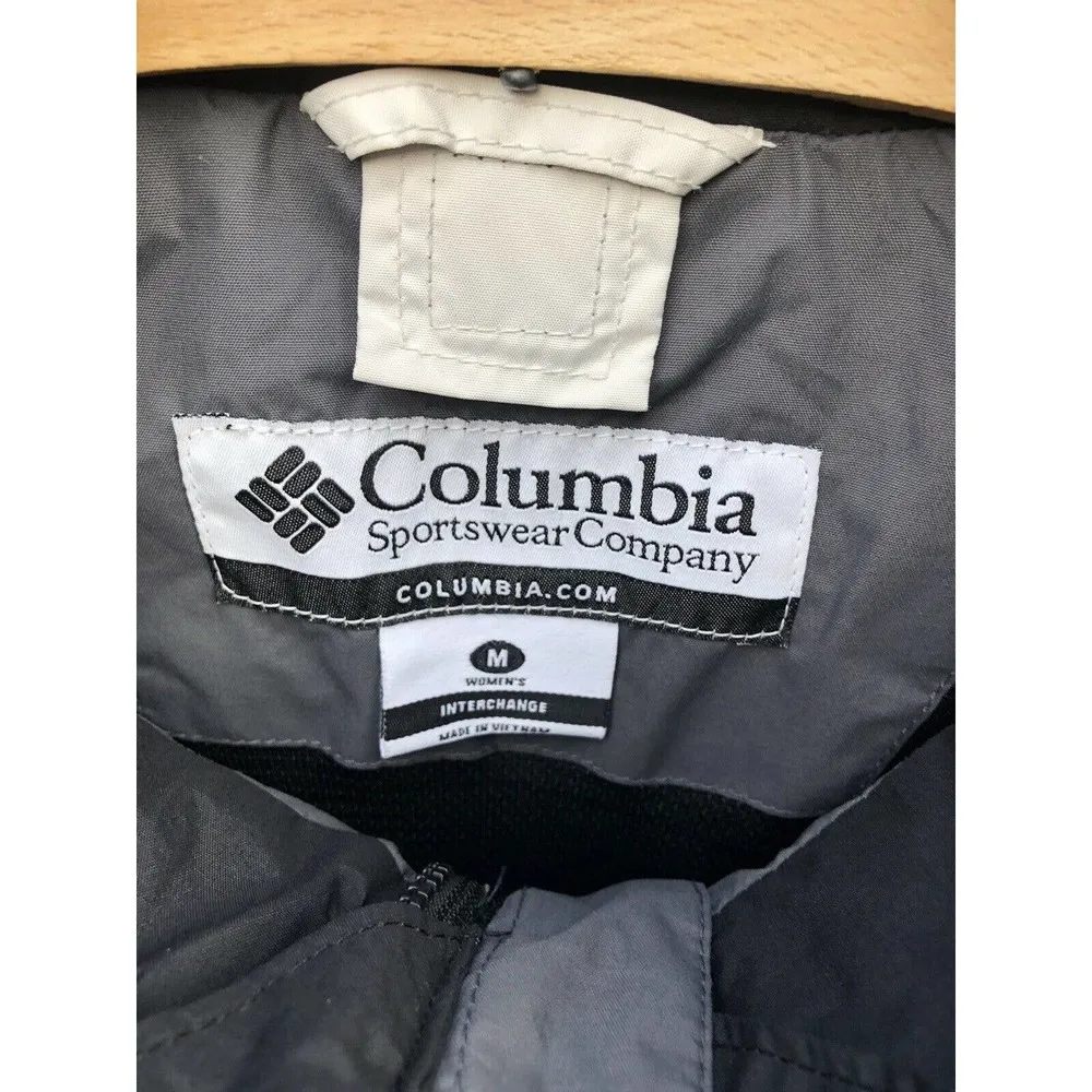 Women’s COLUMBIA Interchange Full Zip Jacket Size Medium Black/Gray Waterproof - Image 4