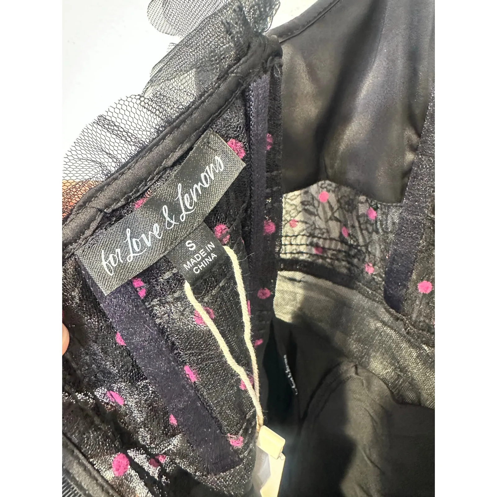 FOR LOVE AND LEMONS Black Mesh Polka Dot Janelle Ruffled Dress size Small nwt - Image 6
