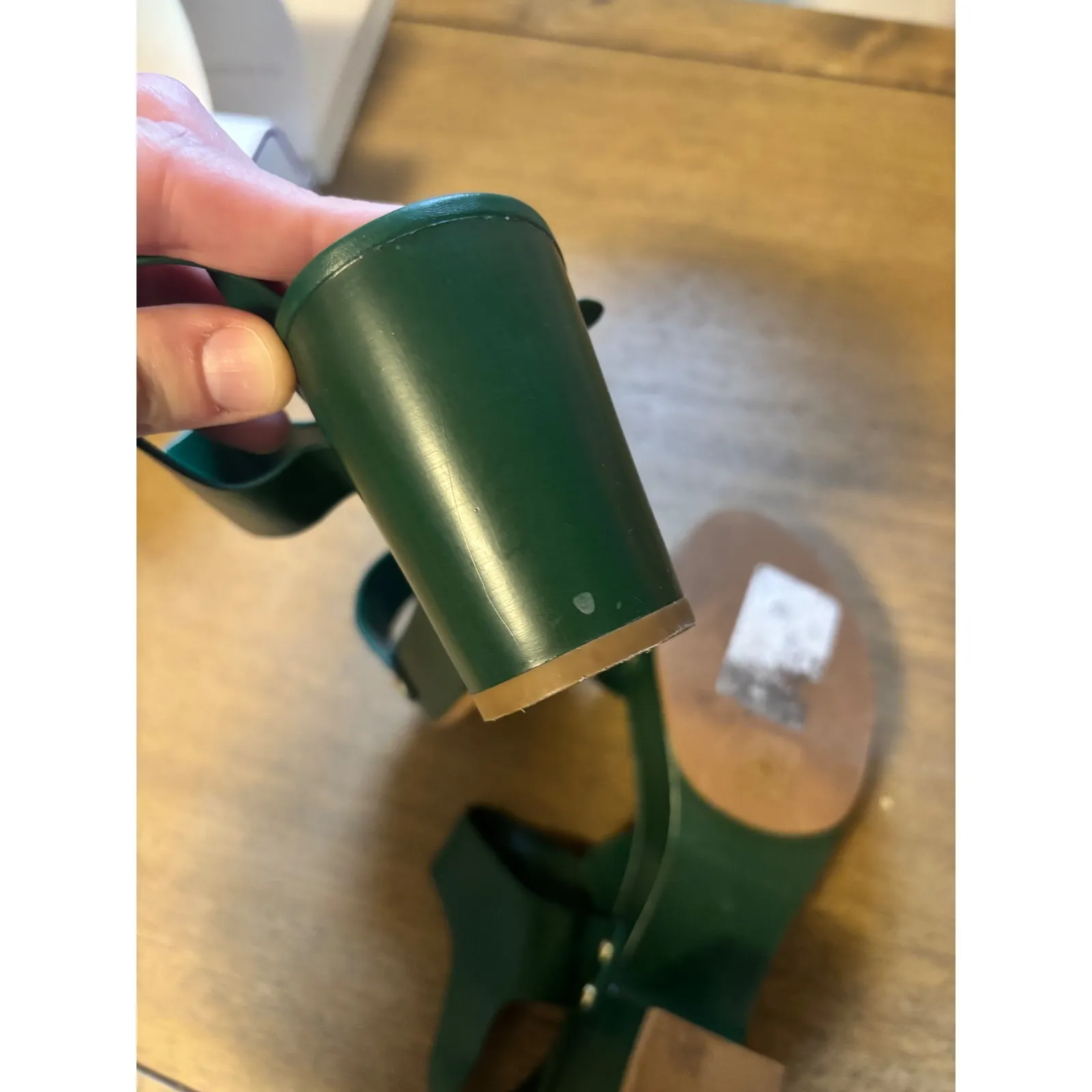 Charles & Keith Green Platform Block Heel Gold Studded Clogs Vegan Leather Size - Image 8