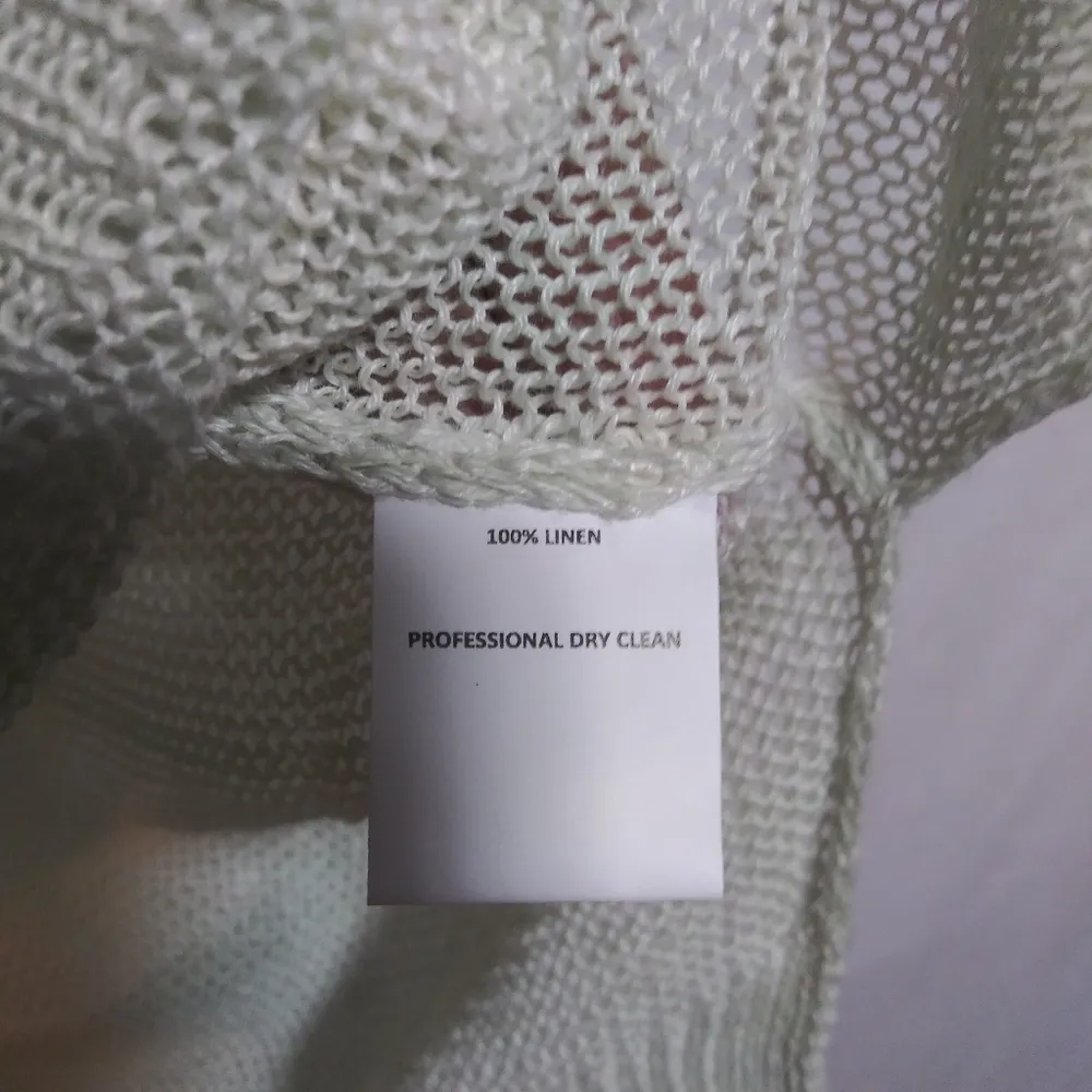 The Field Made In Peru Linen Knit Mint Striped Tunic 3/4 Sleeve Sweater Sz XS Green - Image 7