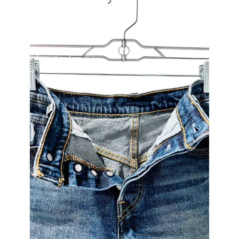 Levi Strauss 501 Cut Off Button Fly Denim Jean Shorts Waist 25" Women's Blue - Image 4