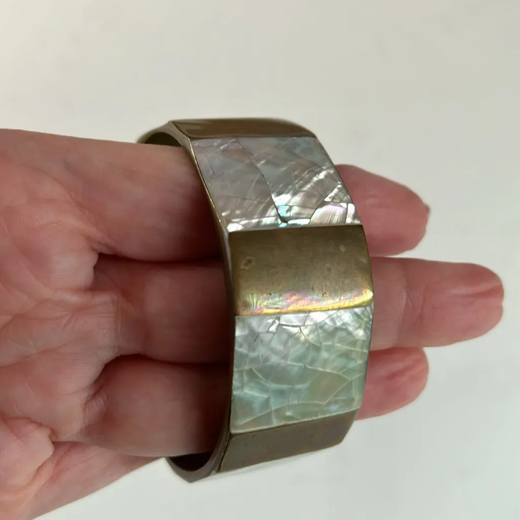 Y2K Two vintage striped wide bangle bracelets - Image 7