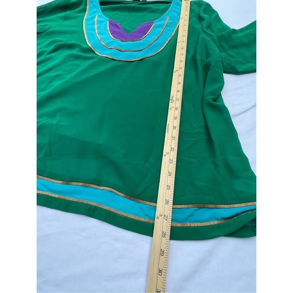 Marc Bouwer size 2X 2 piece set layered neckline with coppered beaded details. Green - Image 9