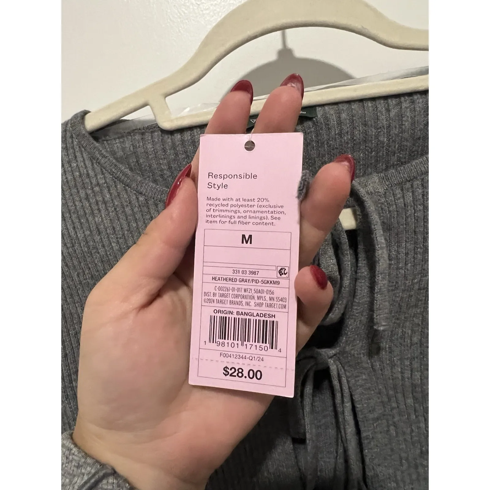 Wild Fable Gray Ribbed Knit Lace-Up Crop Top Sweater NWT $28 - Image 4