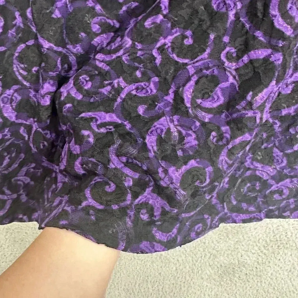 Studio 1940 Top Women Large Purple Black Geometric Lace Milkmaid Boho Whimsigoth - Image 3