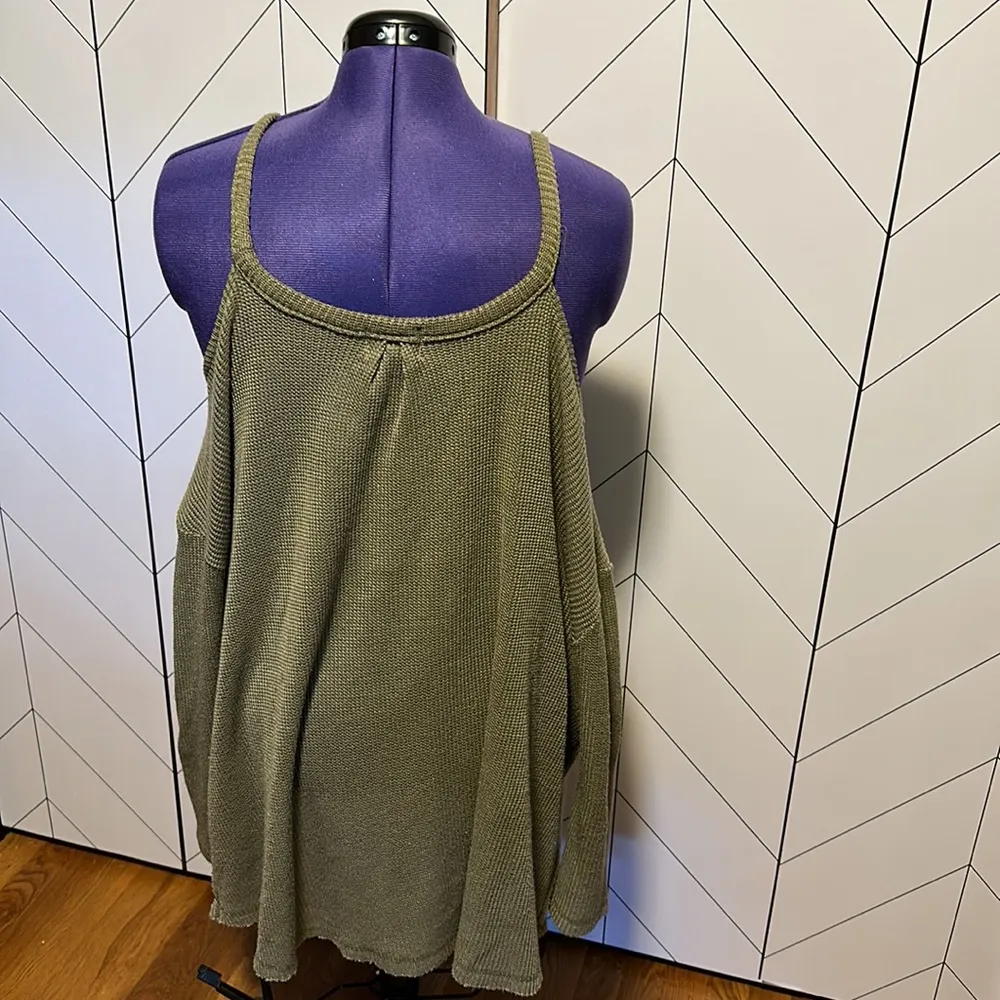 Deletta Anthropologie Women Large Cold Shoulder Oversized Long Sleeve Green - Image 5