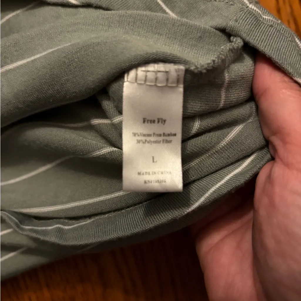 Free Fly Women’s Bamboo Dockside Dress – Sagebrush/White Stripe – Size Large Green - Image 5