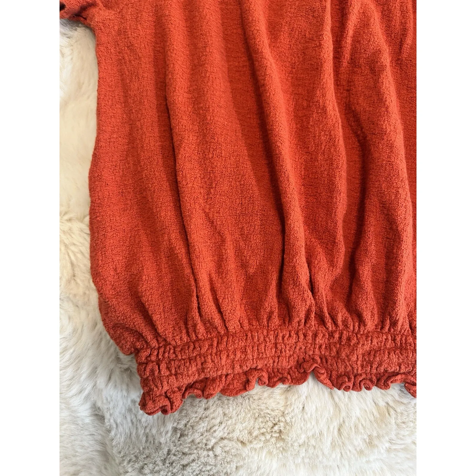 Madewell Top Womens XXL Off the Shoulder Rust Drawstring Fall Lightweight - Image 6
