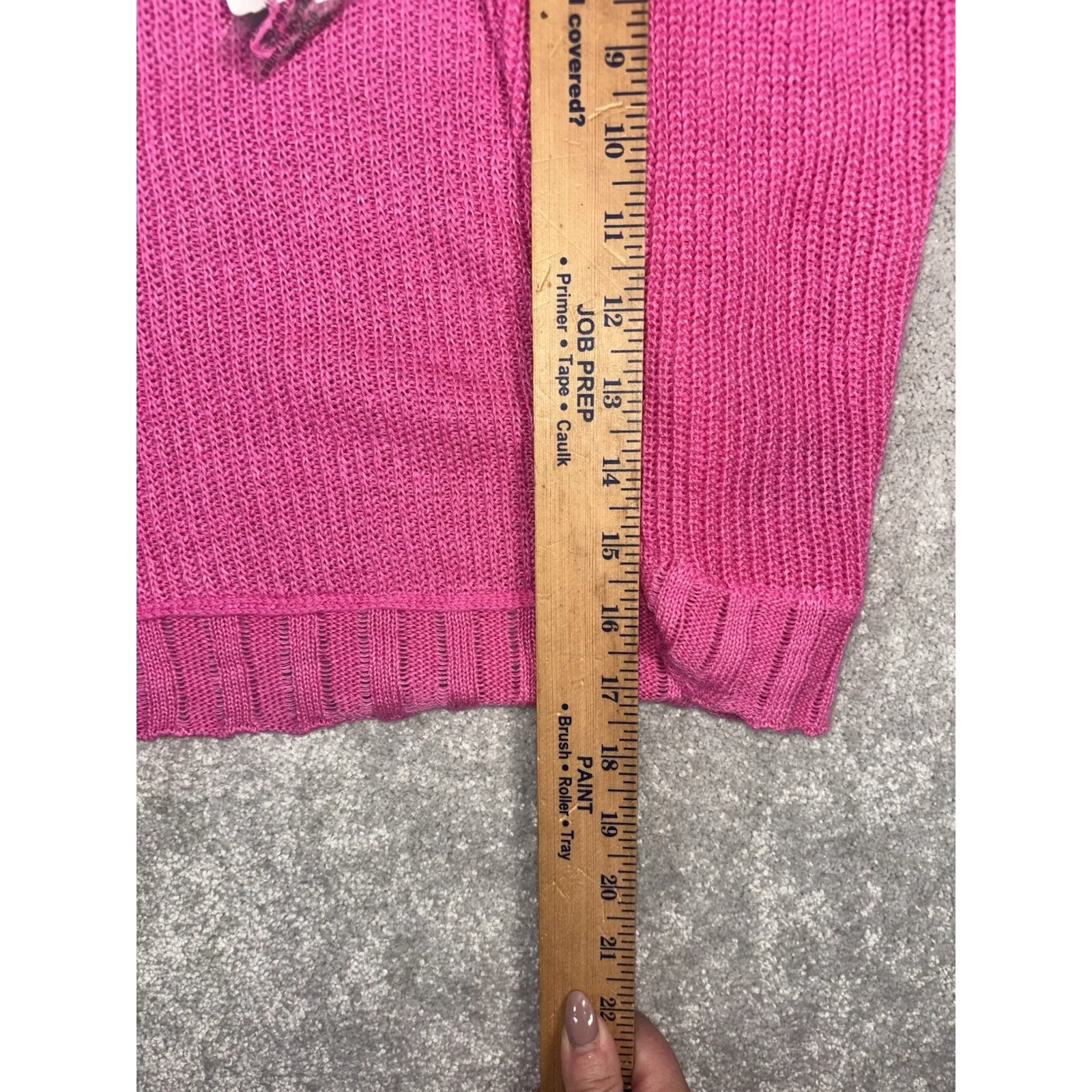 Lauren Ralph Lauren Sweater Womens S/M Pink Linen Cotton Shrug Crop Cardigan - Image 8