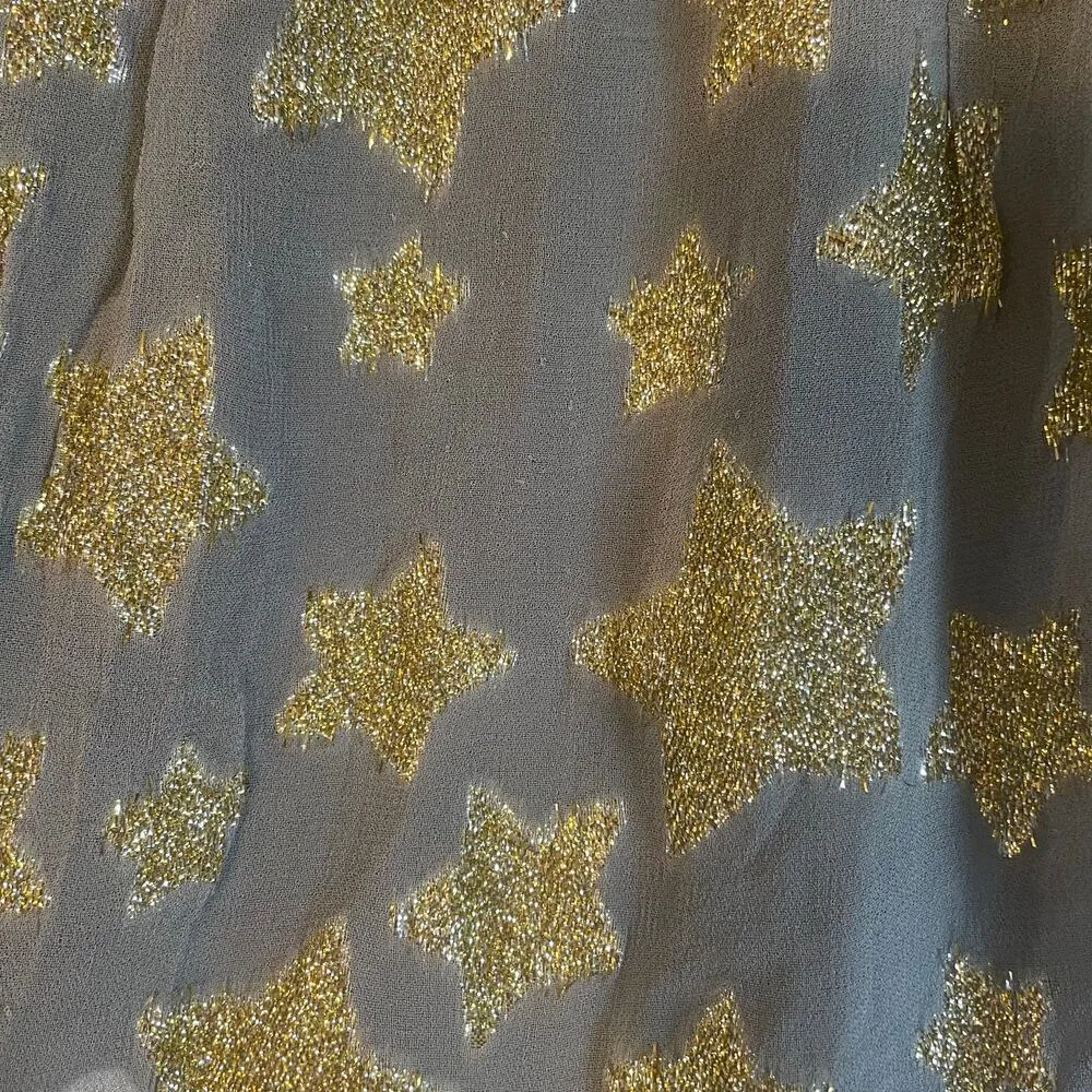 Loft Shimmer Gold Star Tiered Mini Dress | Size Medium - Image 6