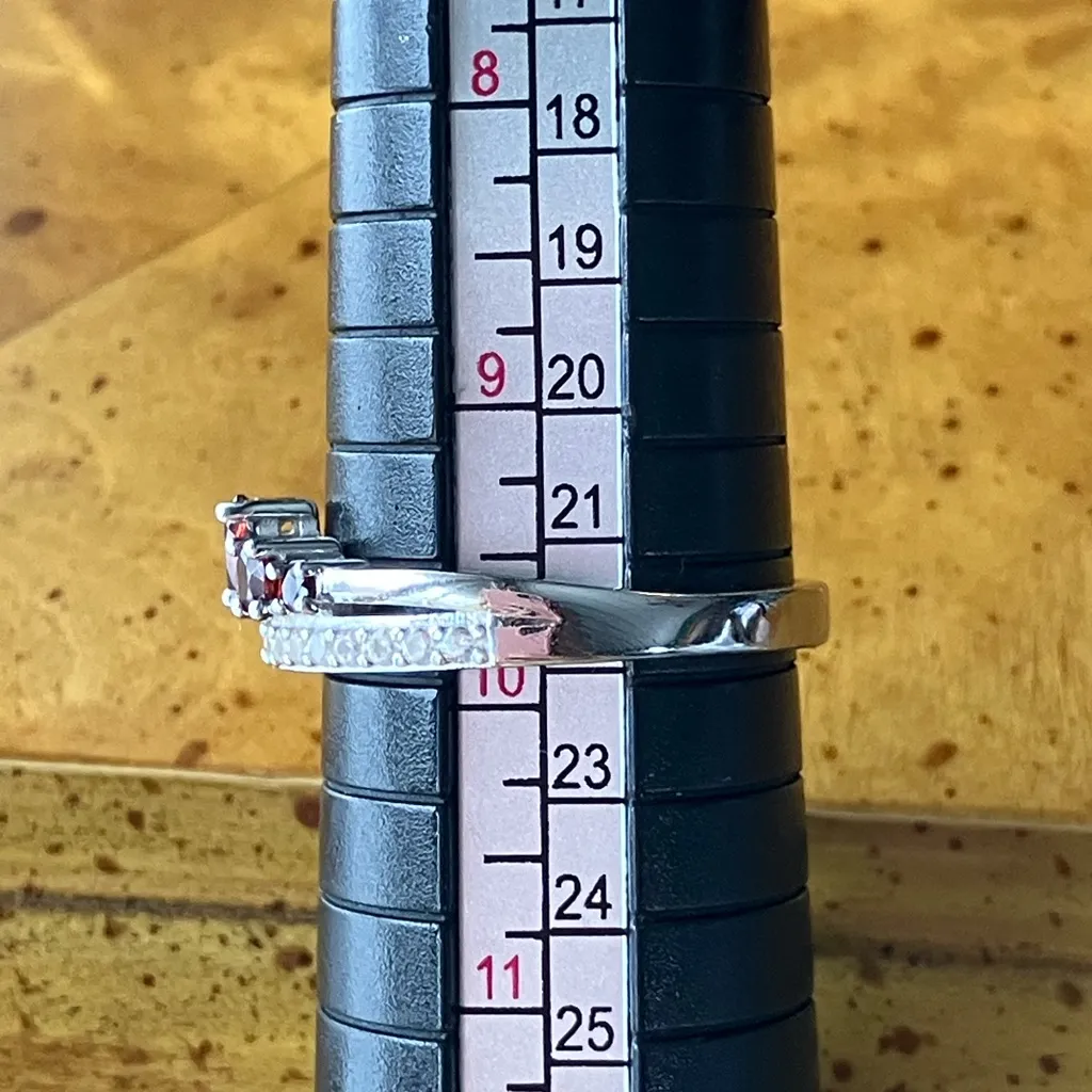 Natural Vermelho Red Garnet Sterling Silver Ring Size 9.75 - Image 8