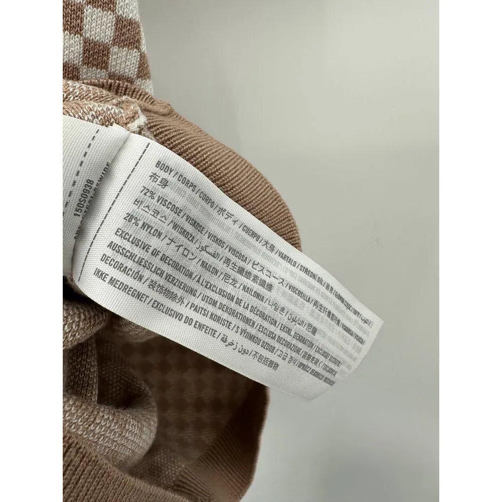 Abecrombie & Fitch Top Women S NWT Brown White Checkered High Neck Racerback - Image 6