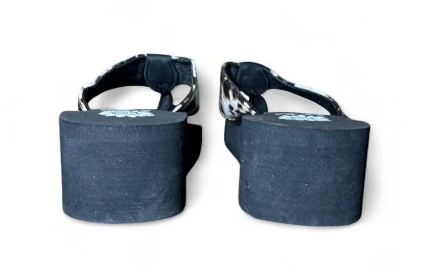 Yellow Box Women's Leopard Print Y2K Wedge Heel Flipflops Size 8 - Image 5