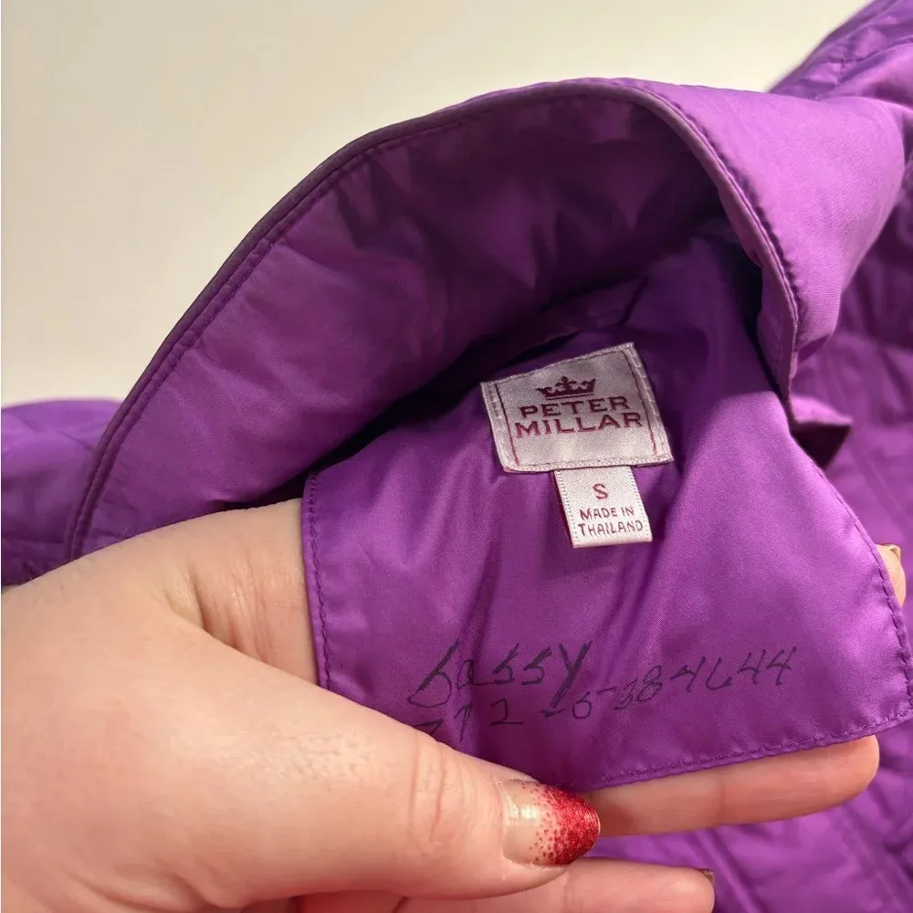 Peter Millar Women’s Size Small Quilted Golf Vest Full Zip Pockets Lined Purple - Image 7