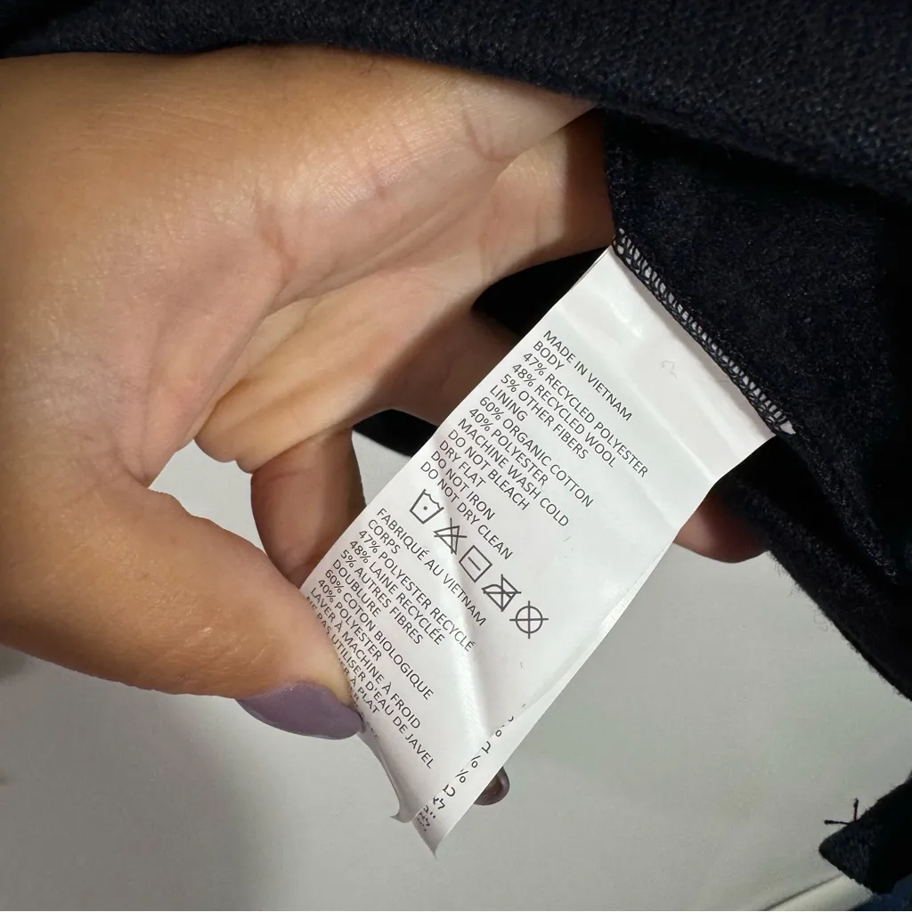 PRANA Ziller Sweatshirt‎ Boxy Oversized Wool Blend Navy Athletic Hoodie Small - Image 7